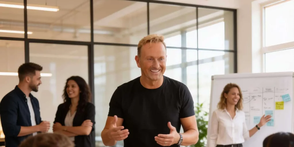 Thomas Koch moderiert einen Leadership-Workshop mit Führungskräften und Teams.